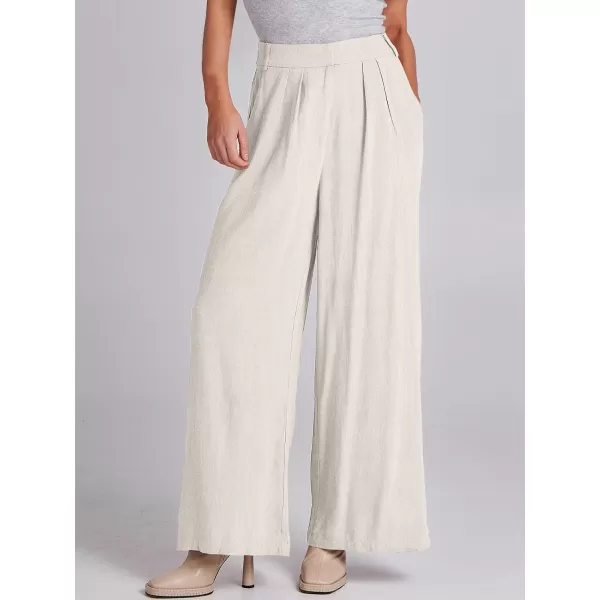 imageANRABESS Women Linen Palazzo Pants Summer Wide Leg High Waist Casual Long Lounge Pant Trousers with PocketApricot