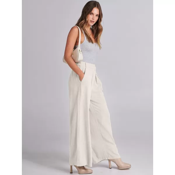imageANRABESS Women Linen Palazzo Pants Summer Wide Leg High Waist Casual Long Lounge Pant Trousers with PocketApricot