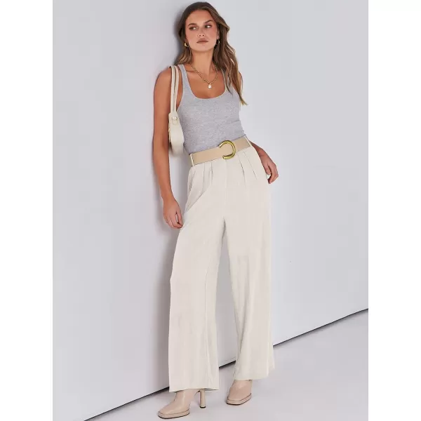 imageANRABESS Women Linen Palazzo Pants Summer Wide Leg High Waist Casual Long Lounge Pant Trousers with PocketApricot