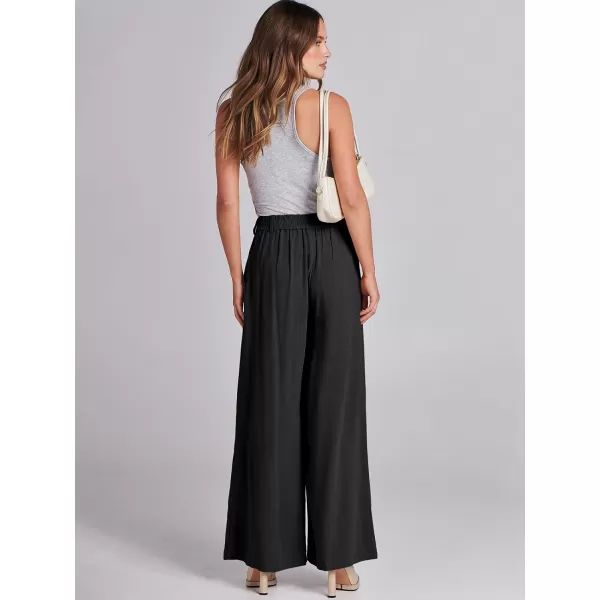 imageANRABESS Women Linen Palazzo Pants Summer Wide Leg High Waist Casual Long Lounge Pant Trousers with PocketBlack