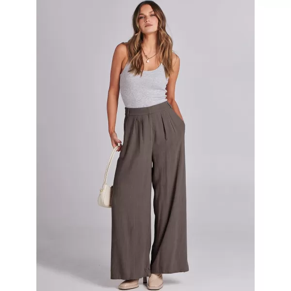 imageANRABESS Women Linen Palazzo Pants Summer Wide Leg High Waist Casual Long Lounge Pant Trousers with PocketCoffee