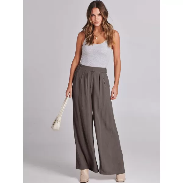 imageANRABESS Women Linen Palazzo Pants Summer Wide Leg High Waist Casual Long Lounge Pant Trousers with PocketCoffee