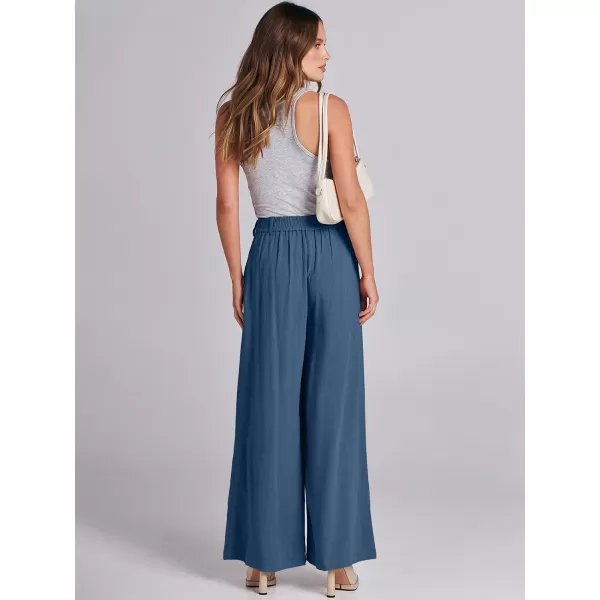 imageANRABESS Women Linen Palazzo Pants Summer Wide Leg High Waist Casual Long Lounge Pant Trousers with PocketDeep Blue