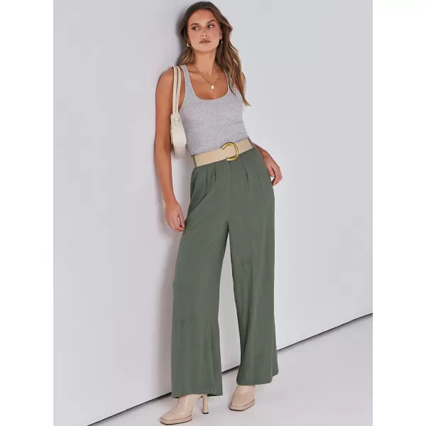 imageANRABESS Women Linen Palazzo Pants Summer Wide Leg High Waist Casual Long Lounge Pant Trousers with PocketGreen