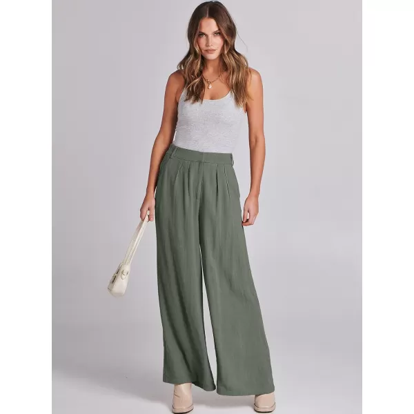 imageANRABESS Women Linen Palazzo Pants Summer Wide Leg High Waist Casual Long Lounge Pant Trousers with PocketGreen