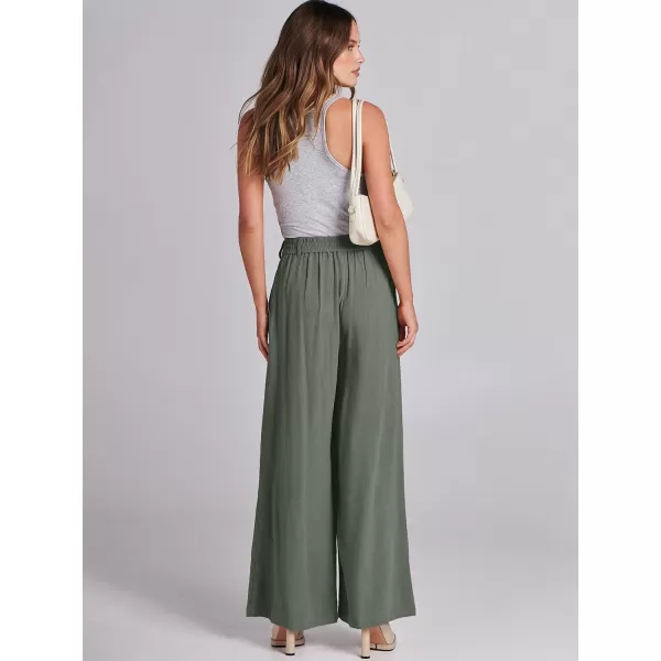 imageANRABESS Women Linen Palazzo Pants Summer Wide Leg High Waist Casual Long Lounge Pant Trousers with PocketGreen