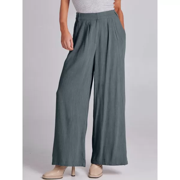 imageANRABESS Women Linen Palazzo Pants Summer Wide Leg High Waist Casual Long Lounge Pant Trousers with PocketGrey