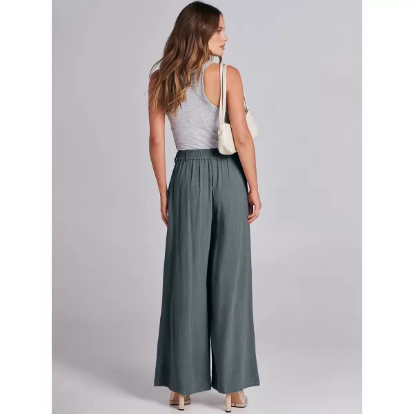 imageANRABESS Women Linen Palazzo Pants Summer Wide Leg High Waist Casual Long Lounge Pant Trousers with PocketGrey