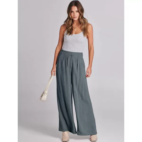 imageANRABESS Women Linen Palazzo Pants Summer Wide Leg High Waist Casual Long Lounge Pant Trousers with PocketGrey