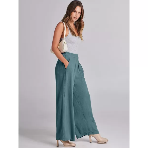 imageANRABESS Women Linen Palazzo Pants Summer Wide Leg High Waist Casual Long Lounge Pant Trousers with PocketLake