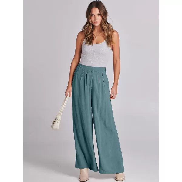 imageANRABESS Women Linen Palazzo Pants Summer Wide Leg High Waist Casual Long Lounge Pant Trousers with PocketLake