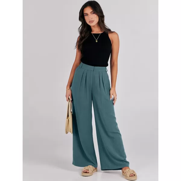 imageANRABESS Women Linen Palazzo Pants Summer Wide Leg High Waist Casual Long Lounge Pant Trousers with PocketLake