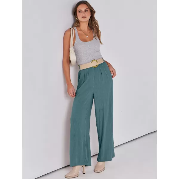 imageANRABESS Women Linen Palazzo Pants Summer Wide Leg High Waist Casual Long Lounge Pant Trousers with PocketLake