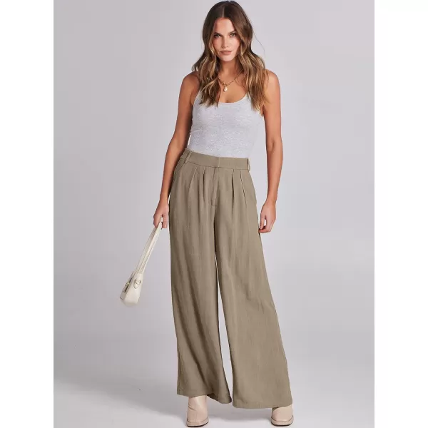 imageANRABESS Women Linen Palazzo Pants Summer Wide Leg High Waist Casual Long Lounge Pant Trousers with PocketLight Brown