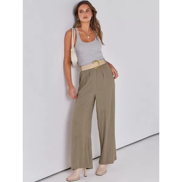imageANRABESS Women Linen Palazzo Pants Summer Wide Leg High Waist Casual Long Lounge Pant Trousers with PocketLight Brown