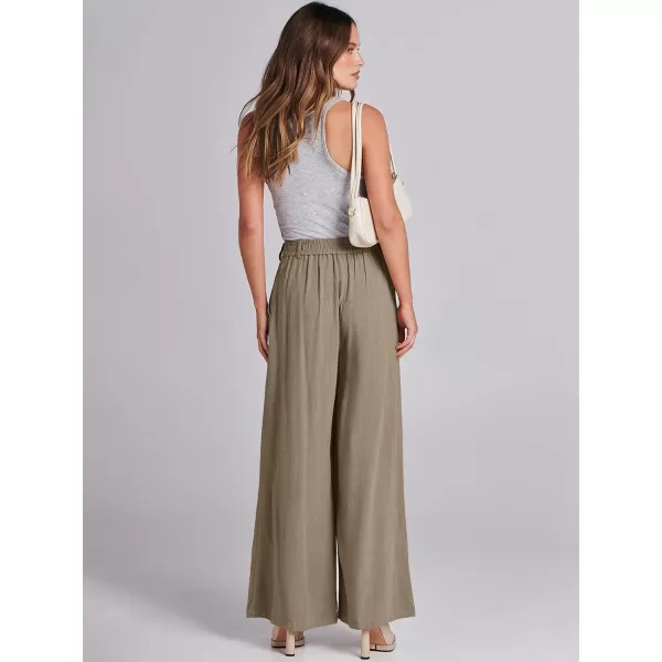imageANRABESS Women Linen Palazzo Pants Summer Wide Leg High Waist Casual Long Lounge Pant Trousers with PocketLight Brown