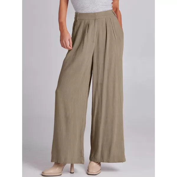 imageANRABESS Women Linen Palazzo Pants Summer Wide Leg High Waist Casual Long Lounge Pant Trousers with PocketLight Brown