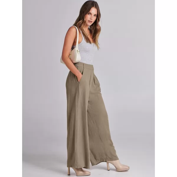imageANRABESS Women Linen Palazzo Pants Summer Wide Leg High Waist Casual Long Lounge Pant Trousers with PocketLight Brown