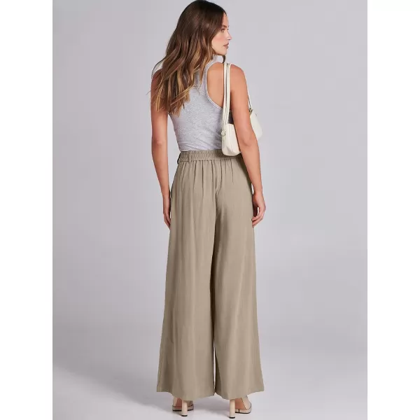 imageANRABESS Women Linen Palazzo Pants Summer Wide Leg High Waist Casual Long Lounge Pant Trousers with PocketLight Khaki