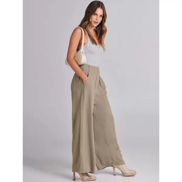 imageANRABESS Women Linen Palazzo Pants Summer Wide Leg High Waist Casual Long Lounge Pant Trousers with PocketLight Khaki