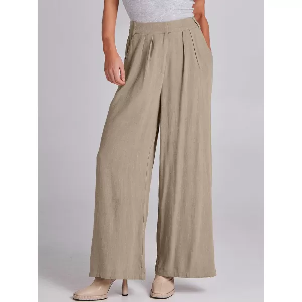 imageANRABESS Women Linen Palazzo Pants Summer Wide Leg High Waist Casual Long Lounge Pant Trousers with PocketLight Khaki