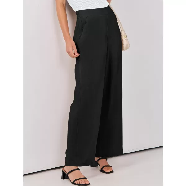 imageANRABESS Women Linen Palazzo Pants Summer Wide Leg High Waisted Casual Loose Flowy Work Pant Trousers with Pocket01 Black