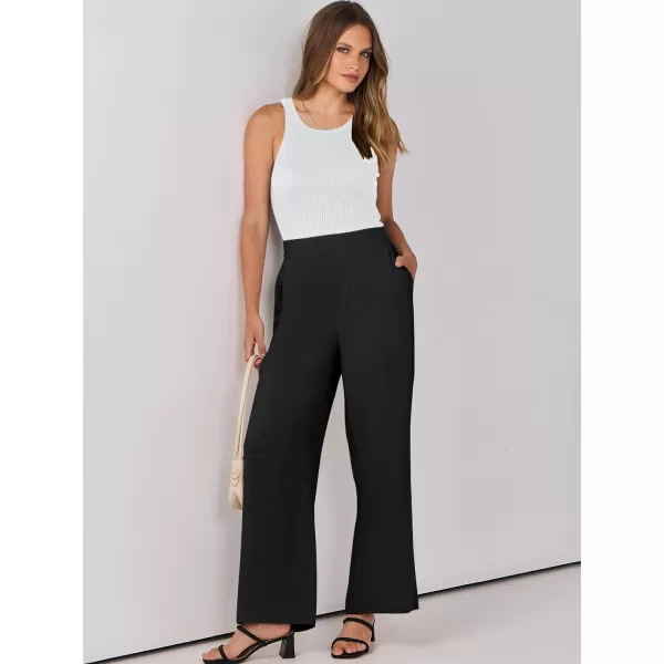 imageANRABESS Women Linen Palazzo Pants Summer Wide Leg High Waisted Casual Loose Flowy Work Pant Trousers with Pocket01 Black