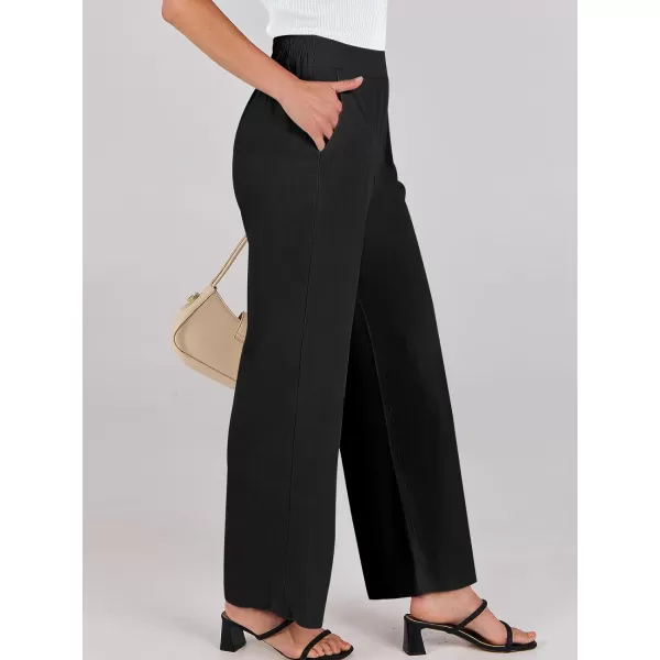 imageANRABESS Women Linen Palazzo Pants Summer Wide Leg High Waisted Casual Loose Flowy Work Pant Trousers with Pocket01 Black