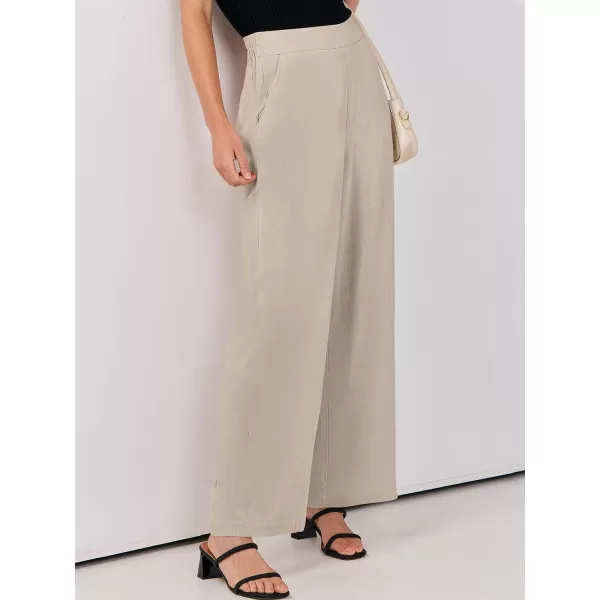 imageANRABESS Women Linen Palazzo Pants Summer Wide Leg High Waisted Casual Loose Flowy Work Pant Trousers with Pocket02 Almond