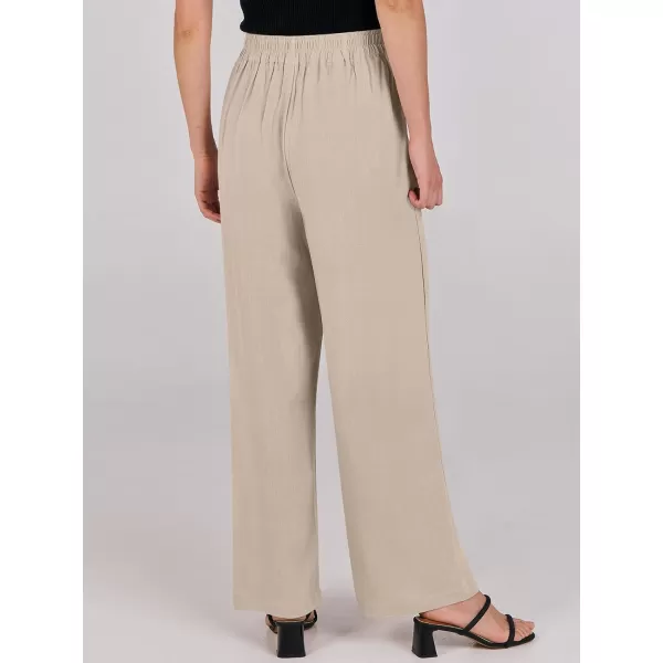 imageANRABESS Women Linen Palazzo Pants Summer Wide Leg High Waisted Casual Loose Flowy Work Pant Trousers with Pocket02 Almond