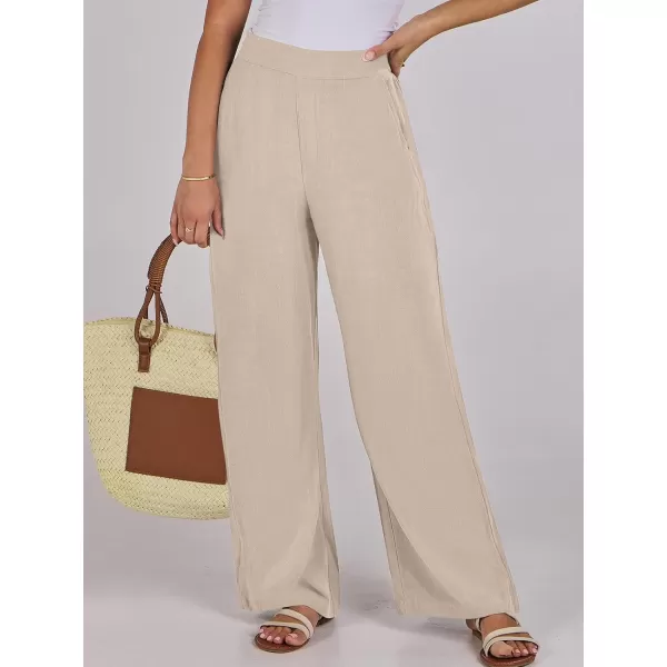 imageANRABESS Women Linen Palazzo Pants Summer Wide Leg High Waisted Casual Loose Flowy Work Pant Trousers with Pocket02 Almond