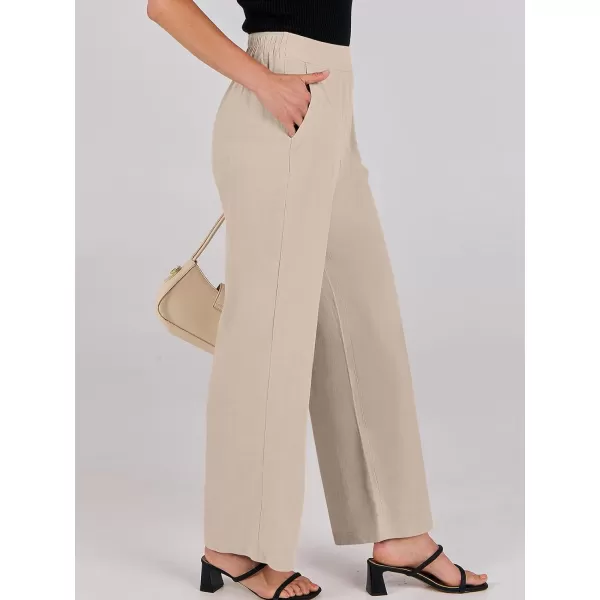 imageANRABESS Women Linen Palazzo Pants Summer Wide Leg High Waisted Casual Loose Flowy Work Pant Trousers with Pocket02 Almond