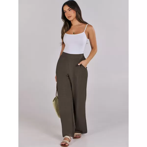 imageANRABESS Women Linen Palazzo Pants Summer Wide Leg High Waisted Casual Loose Flowy Work Pant Trousers with Pocket03 Coffee