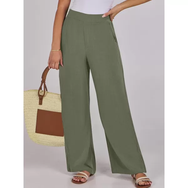imageANRABESS Women Linen Palazzo Pants Summer Wide Leg High Waisted Casual Loose Flowy Work Pant Trousers with Pocket04 Olive