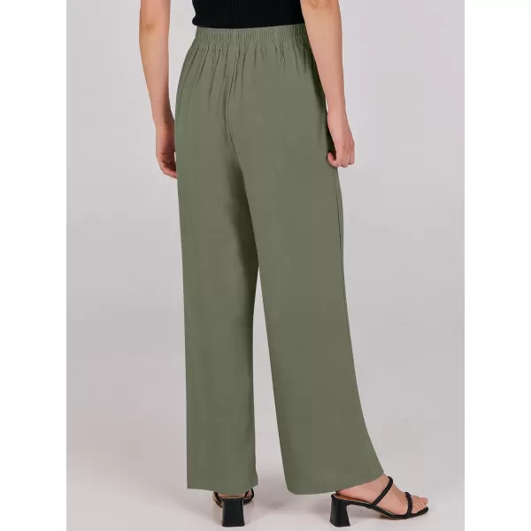 imageANRABESS Women Linen Palazzo Pants Summer Wide Leg High Waisted Casual Loose Flowy Work Pant Trousers with Pocket04 Olive