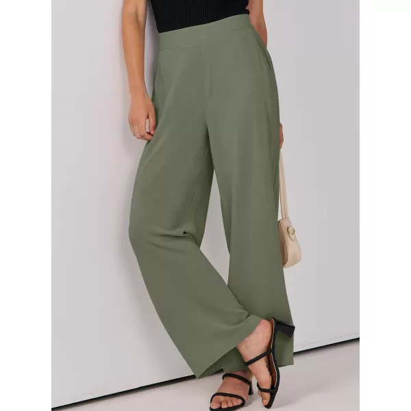 imageANRABESS Women Linen Palazzo Pants Summer Wide Leg High Waisted Casual Loose Flowy Work Pant Trousers with Pocket04 Olive