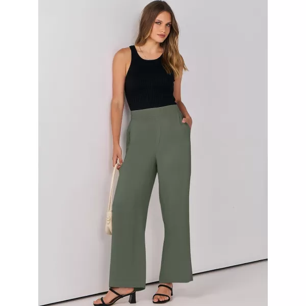 imageANRABESS Women Linen Palazzo Pants Summer Wide Leg High Waisted Casual Loose Flowy Work Pant Trousers with Pocket05 Dark Green