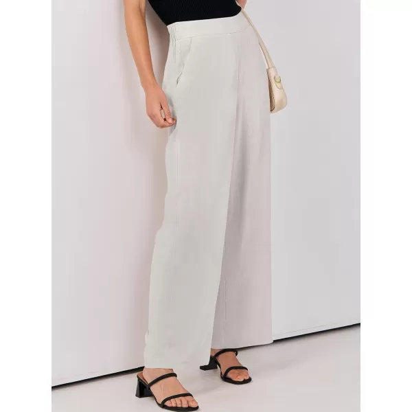 imageANRABESS Women Linen Palazzo Pants Summer Wide Leg High Waisted Casual Loose Flowy Work Pant Trousers with PocketApricot