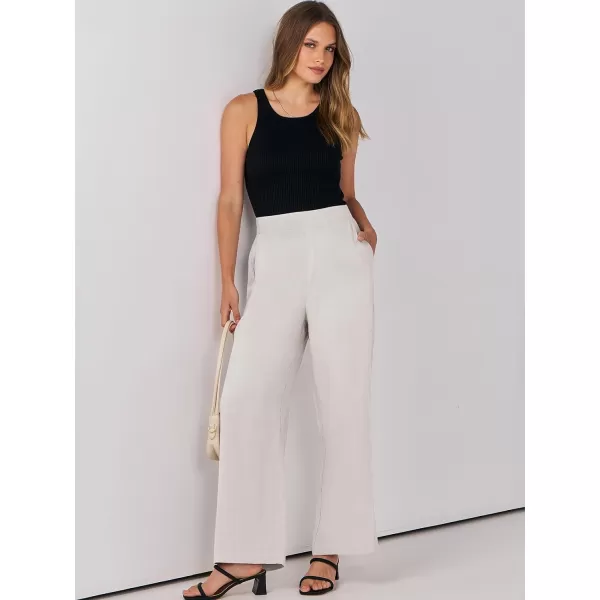imageANRABESS Women Linen Palazzo Pants Summer Wide Leg High Waisted Casual Loose Flowy Work Pant Trousers with PocketApricot