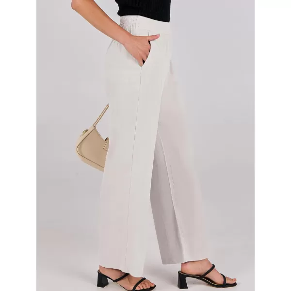 imageANRABESS Women Linen Palazzo Pants Summer Wide Leg High Waisted Casual Loose Flowy Work Pant Trousers with PocketApricot