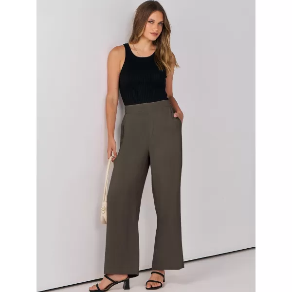 imageANRABESS Women Linen Palazzo Pants Summer Wide Leg High Waisted Casual Loose Flowy Work Pant Trousers with PocketCoffee