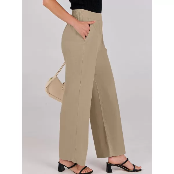 imageANRABESS Women Linen Palazzo Pants Summer Wide Leg High Waisted Casual Loose Flowy Work Pant Trousers with PocketKhaki