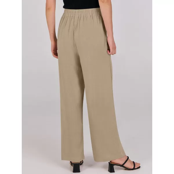imageANRABESS Women Linen Palazzo Pants Summer Wide Leg High Waisted Casual Loose Flowy Work Pant Trousers with PocketKhaki