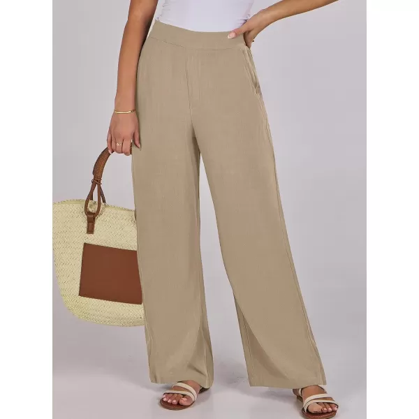 imageANRABESS Women Linen Palazzo Pants Summer Wide Leg High Waisted Casual Loose Flowy Work Pant Trousers with PocketKhaki