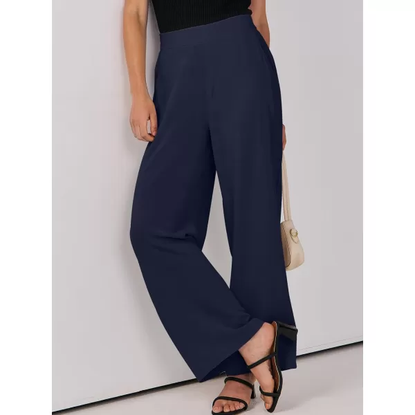 imageANRABESS Women Linen Palazzo Pants Summer Wide Leg High Waisted Casual Loose Flowy Work Pant Trousers with PocketNavy Blue
