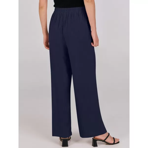 imageANRABESS Women Linen Palazzo Pants Summer Wide Leg High Waisted Casual Loose Flowy Work Pant Trousers with PocketNavy Blue