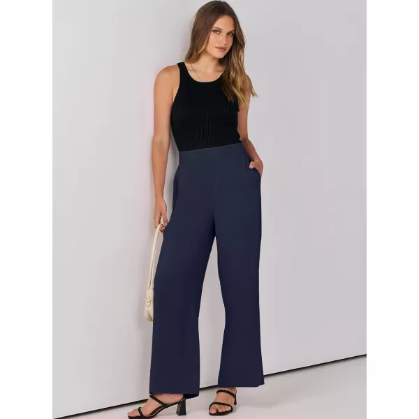 imageANRABESS Women Linen Palazzo Pants Summer Wide Leg High Waisted Casual Loose Flowy Work Pant Trousers with PocketNavy Blue