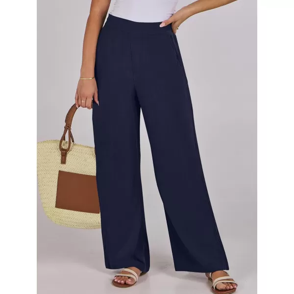 imageANRABESS Women Linen Palazzo Pants Summer Wide Leg High Waisted Casual Loose Flowy Work Pant Trousers with PocketNavy Blue