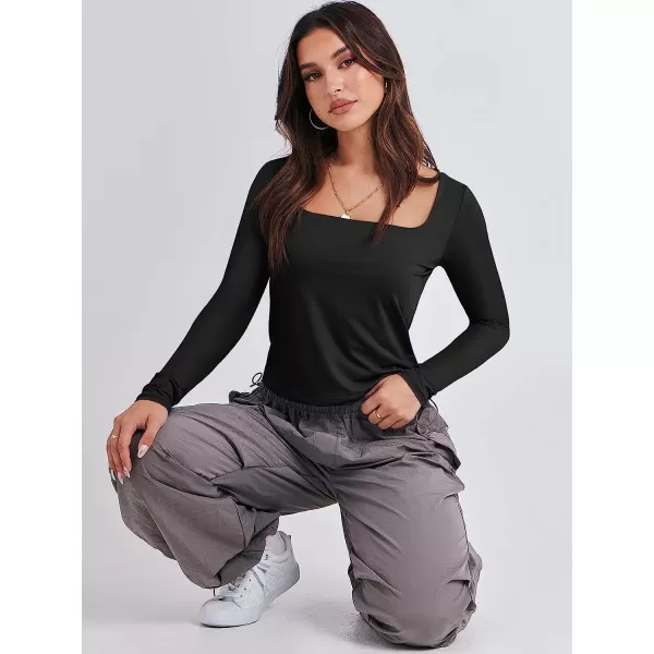 imageANRABESS Women Long Sleeve Crop Top Sexy Fitted Going Out Square Neck Basic T Shirt Top TeesBlack