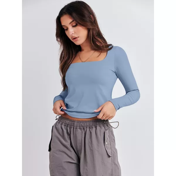 imageANRABESS Women Long Sleeve Crop Top Sexy Fitted Going Out Square Neck Basic T Shirt Top TeesBlue